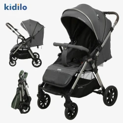 Kidilo D3 Baby Stroller Two-Way Retractable Push Bar Dark Grey, Birth to 3 Years
