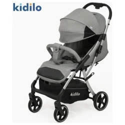 Kidilo 5506 Stroller Grey, Easy Fold, Multi-Position Recline, 5-Point Harness, Birth to 3 Years
