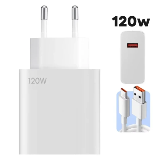 محول شحن سريع USB C بقوة 120 واط مع كابل USB C، لون أبيض، تقنية توصيل الطاقة 3.0، متوافق مع MacBook Pro، سلسلة iPhone 15/14/13/12، Samsung Galaxy، وأجهزة أخرى - Image 2