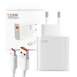محول شحن سريع USB C بقوة 120 واط مع كابل USB C، لون أبيض، تقنية توصيل الطاقة 3.0، متوافق مع MacBook Pro، سلسلة iPhone 15/14/13/12، Samsung Galaxy، وأجهزة أخرى