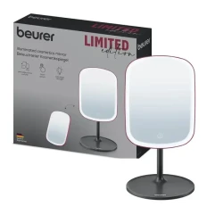 Beurer BS 47 LE4 Illuminated Cosmetic Mirror 5x Magnification LED Lighting Rechargeable for Travel and Home Use Dual Sided 1x and 5x Magnification