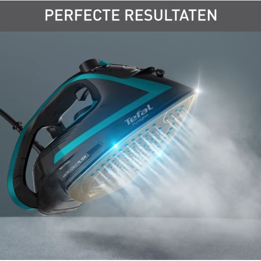 مكواة بخار تيفال بيورجليس FV8066 قوة 3000 واط تصميم أسود وأزرق ميزة مضادة للتنقيط والتنظيف الذاتي لكي فعال - Image 3