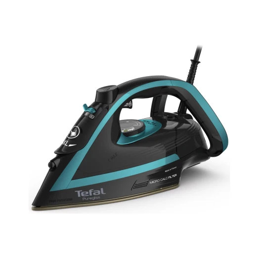 مكواة بخار تيفال بيورجليس FV8066 قوة 3000 واط تصميم أسود وأزرق ميزة مضادة للتنقيط والتنظيف الذاتي لكي فعال مكواة بخار تيفال بيورجليس FV8066 قوة 3000 واط تصميم أسود وأزرق ميزة مضادة للتنقيط والتنظيف الذاتي لكي فعال
