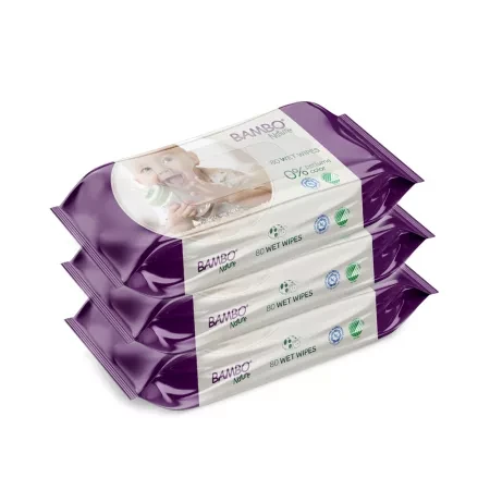 Bambo Nature Baby Wipes 3 x 80 Count Sensitive Skin Hypoallergenic - Bambo Nature - Image 2