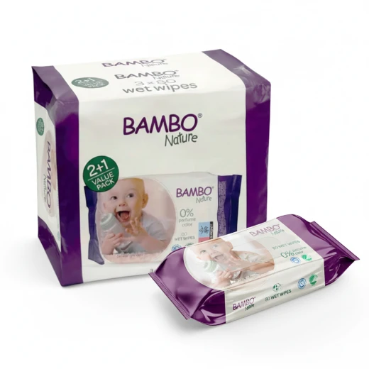 Bambo Nature Baby Wipes 3 x 80 Count Sensitive Skin Hypoallergenic