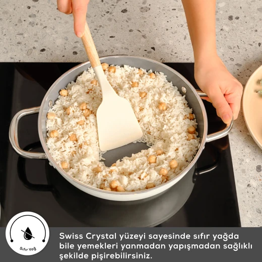 طقم طناجرالطهي كاراجا إكس ريفيكا سويس كريستال بمقبض معدني كريمي، 7 قطع، كريمي - كراجا - Image 6
