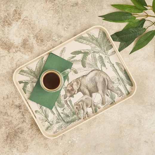 صينية كاراجا جانغل من الميلامين، 30x40 سم، متينة، تصميم أزهار، متعددة الألوان - كراجا - Image 5