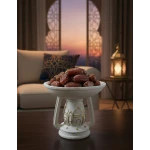 صحن تقديم صغير 15 سم بتصميم مسجد وهلال ونجوم، مثالي لتقديم التمر والضيافة، قطعة ديكور إسلامية أنيقة تضيف أجواء روحانية مميزة خلال شهر رمضان والمناسبات الدينية - دمية رمضان