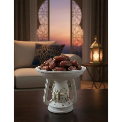 صحن تقديم صغير 15 سم بتصميم مسجد وهلال ونجوم، مثالي لتقديم التمر والضيافة، قطعة ديكور إسلامية أنيقة تضيف أجواء روحانية مميزة خلال شهر رمضان والمناسبات الدينية صحن تقديم صغير 15 سم بتصميم مسجد وهلال ونجوم، مثالي لتقديم التمر والضيافة، قطعة ديكور إسلامية أنيقة تضيف أجواء روحانية مميزة خلال شهر رمضان والمناسبات الدينية