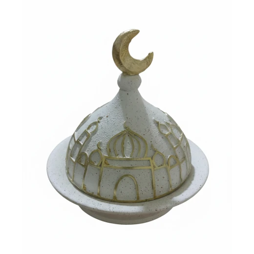 صحن تقديم رمضان – مضيفة صحن تمر مزين بطابع رمضاني  مثالي لتقديم التمر والحلويات، قطعة ديكور أنيقة تضيف جو روحاني ومميز للمنزل خلال رمضان والمناسبات الدينية - دمية رمضان - Image 3