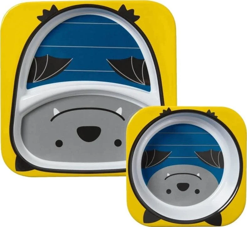 Skip Hop Zoo Bat Melamine Plate and Bowl Set, Durable, Dishwasher Safe - Skip Hop