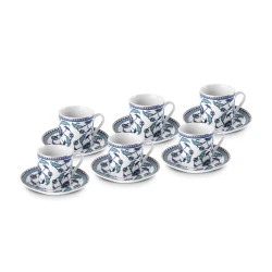 Karaca Selmin 6 Person Coffee Cup Set, Bone China, Multicolor