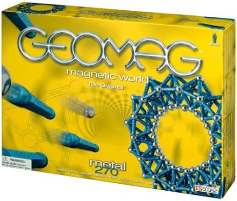 مجموعة ألعاب بناء مغناطيسية Geomag Metal 270، قضبان زرقاء وكرات كروم - Image 2