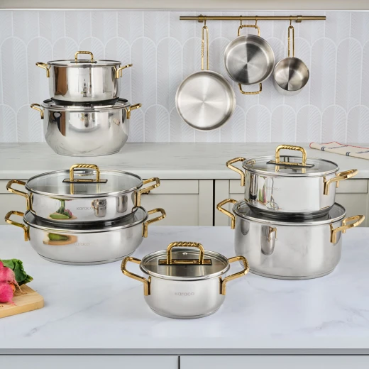 قدر طبخ أرز/كارنياريك من الستانلس ستيل من كاراجا ماتشكا، 30 سم، تصميم متين وتوزيع حرارة متساوي لطهي وجبات لذيذة - كراجا - Image 2