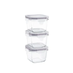 Madame Coco Marle 3-Piece Square Mini Storage Container Set, 150ml, Clear