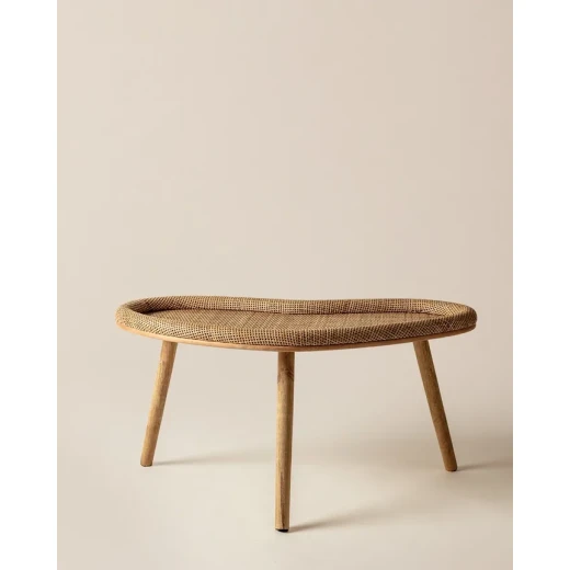 Madame Coco Perla Rattan Coffee Table, Natural Finish, Exquisite Woven Design, Durable Construction, Perfect for Living Room, Dimensions: 77cm x 41cm x 39cm, Stylish Home Decor