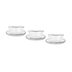 Karaca Marlon Dessert Set, 6 Piece, Clear Glass Dessert Bowls and Plates