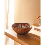 Madame Coco Bella Organizer S Brown Rattan Storage Tray 18.7x18.7x7 cm - Madame COCO
