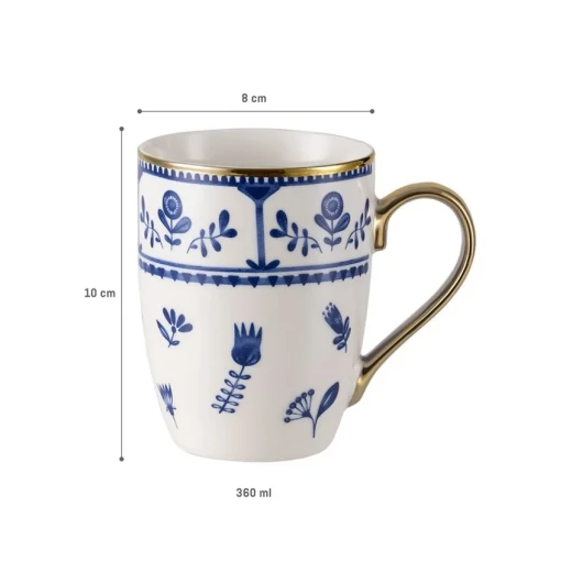 Madame Coco Lori Blue and White Ceramic Coffee Mug 360ml For Daily Coffee or Tea Enjoyment Durable and Stylish Design - Madame COCO - Image 4