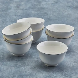 Karaca Elica Porcelain Snack Bowl 10cm White and Black, Serving Dish for Snacks and Dips
