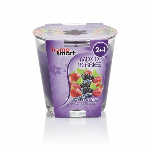 Home Smart Mixed Berries Scented Candle – Odor Eliminating Glass Jar Candle – 30-Hour Long-Lasting Burn – Refreshing Fruity Berry Fragrance Home Smart Mixed Berries Scented Candle – Odor Eliminating Glass Jar Candle – 30-Hour Long-Lasting Burn – Refreshing Fruity Berry Fragrance