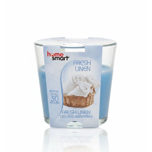 Home Smart Fresh Linen Scented Candle – 90g Glass Jar – Odor Eliminating Technology – 30-Hour Burn Time – Clean & Crisp Laundry Scent Home Smart Fresh Linen Scented Candle – 90g Glass Jar – Odor Eliminating Technology – 30-Hour Burn Time – Clean & Crisp Laundry Scent
