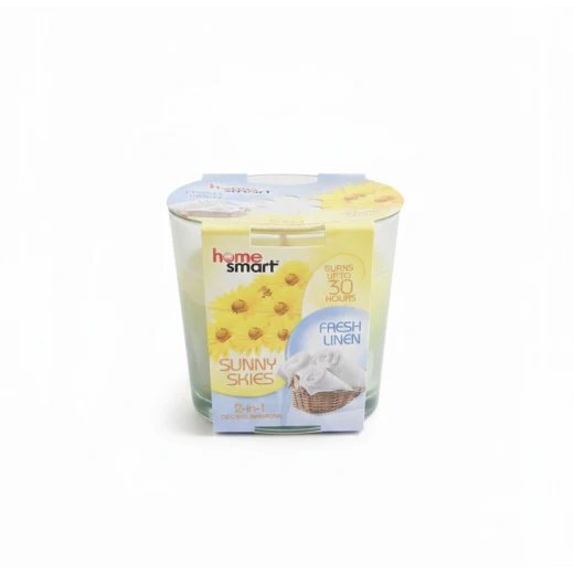 HOME SMART Sunny Kisses Fresh Linen Scented Candle – 90g Glass Jar – Odor Eliminating Technology – 30-Hour Long-Lasting Burn – Crisp & Clean Laundry Scent HOME SMART Sunny Kisses Fresh Linen Scented Candle – 90g Glass Jar – Odor Eliminating Technology – 30-Hour Long-Lasting Burn – Crisp & Clean Laundry Scent