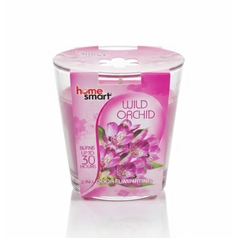 Home Smart Wild Orchid Scented Candle – 90g Glass Jar – Odor Eliminating Technology – 30-Hour Long-Lasting Burn – Elegant Exotic Floral Fragrance - Home Smart