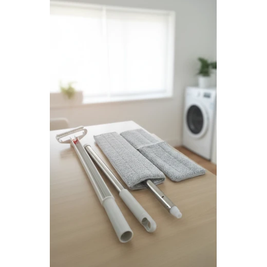 This Flat Microfiber Floor Mop Set Is Made Of Durable Plastic And Rust-resistant Stainless Steel, Providing Deep And Quick Cleaning For All Types Of Floors. Its Practical And Easy-to-use Design Makes It Ideal For Everyday Household Use - Image 2