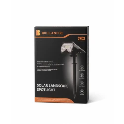 Brillanfire Solar Landscape Spotlight 2-Piece Set – High-Brightness Outdoor Solar Lights – 2 Installation Methods – IP65 Waterproof & Automatic On/Off