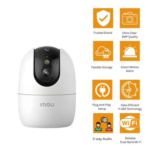 كاميرا Imou Ranger 2 Pro داخلية 5 ميجابكسل بيضاء، ميزة الإمالة والتحريك، واي فاي 2.4 جيجاهرتز - Image 11