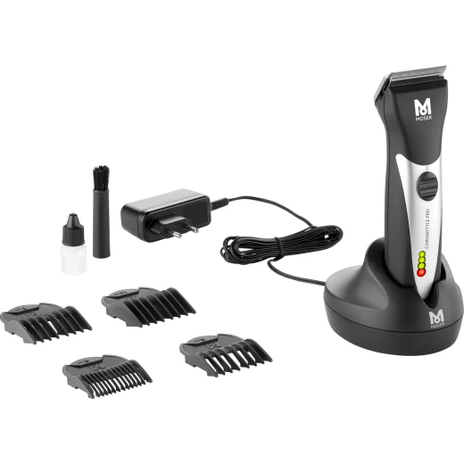 Moser ChromStyle Pro Professional Cordless Hair Clipper, Black and Silver, 1.5 Hour Run Time Moser ChromStyle Pro Professional Cordless Hair Clipper, Black and Silver, 1.5 Hour Run Time