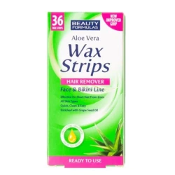 Beauty Formulas Aloe Vera Hair Remover Wax Strips Face & Bikini Line 36 Strips