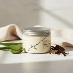 Ayla- The all in one treatment for Hair, skin and nails , and feet with 80% pure Aloe Vera extract ,Cold pressed virgin Coconut oil, Cocao butter ,Grape seed oil, Shea butter and vanilla extract. 350g / 12.3 oz