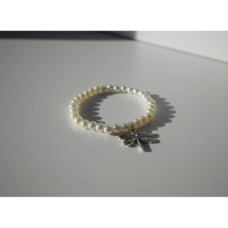 Dragonfly and Pearls Bracelet – Elegant Handmade Jewelry, Adjustable Size, Perfect for Daily Wear and Special Occasions - Angel
