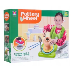 STEM Cat-Shaped Pottery Wheel Kit for Kids – Educational Clay Machine with Safety Auto-Stop Function for Creative Arts and Crafts Mastery.