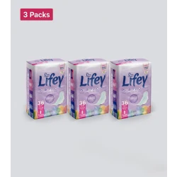 Lifey Super Thin Feminine Pads – Bulk Value 3-Pack (108 Pads Total) – Ultra-Light Comfort & High Absorbency for Active Daily Protection