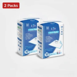 Life Disposable Underpads Size Large (60x90 cm) – Value 2-Pack (20 Pads Total) – Ultra-Absorbent Bed & Surface Protector for Elderly and Baby Care.