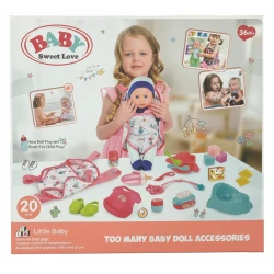 Baby Sweet Love "Little Baby" Doll Playset – 20-Piece Set with Carrier, Feeding Accessories & Potty for Ages 36M+