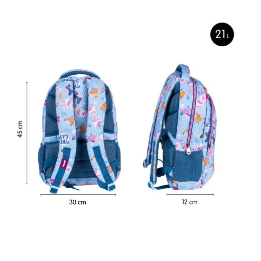 MILAN Roller 2 School Backpack 21L Black and Blue Durable Polyester for Boys - Milan - Image 6