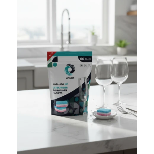 Mosaic Ultra Dishwasher Tablets, 60 Tabs – Powerful Cleaning Action, Removes Tough Grease & Stains, Sparkling Dishes, Effective on Glassware & Utensils, Suitable for Daily Use - Mosaic - Image 4