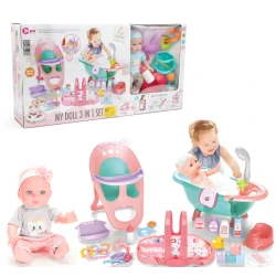 My Doll 3-in-1 Complete Baby Care Nursery Playset – Includes Doll, Bathtub, High Chair, and 20+ Realistic Accessories