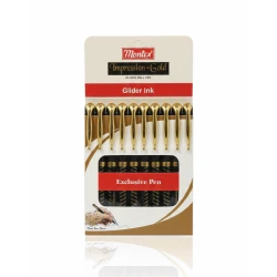 Montex Impression-Gold Glider Ball Pen Set – 10 Exclusive Gold-Finish Pens with Smooth Glider Ink Technology for Effortless Writing