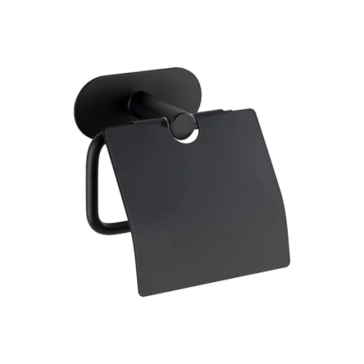 Wenko Orea Turbo-Loc Toilet Paper Holder with Cover - Stainless Steel - Black Matt (No Drilling) - Wenko - Image 2