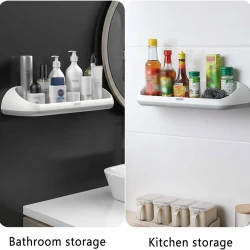 Multifunction Wall-Mounted Floating Shelf – Durable ABS Organizer for Bathroom, Kitchen, or Shower | Drill-Free Towel & Accessory Rack