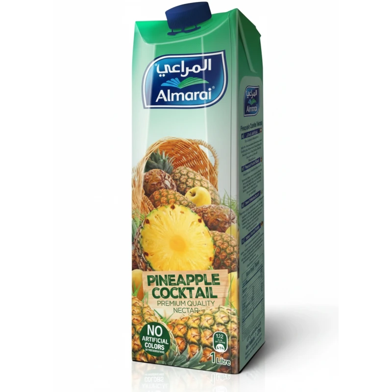 عصير كوكتيل الأناناس المنعش من المراعي، مزيج لذيذ من الفواكه الاستوائية في زجاجة 1 لتر، مثالي للترطيب والاستمتاع به في أي وقت وفي أي مكان - المراعي