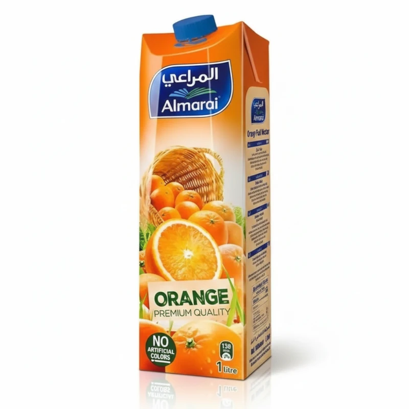 عصير البرتقال الممتاز من المراعي، جودة عالية، 1 لتر، بدون ألوان صناعية، مشروب منعش - المراعي