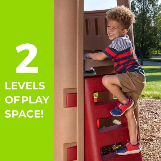 مجموعة ألعاب Naturally Playful® مع امتداد التسلق والأرجوحة (754300) - مركز أنشطة خارجي متكامل | نادي من مستويين، زحليقة، ومجموعة أرجوحة مزدوجة من ستيب 2 - Step2 - Image 4