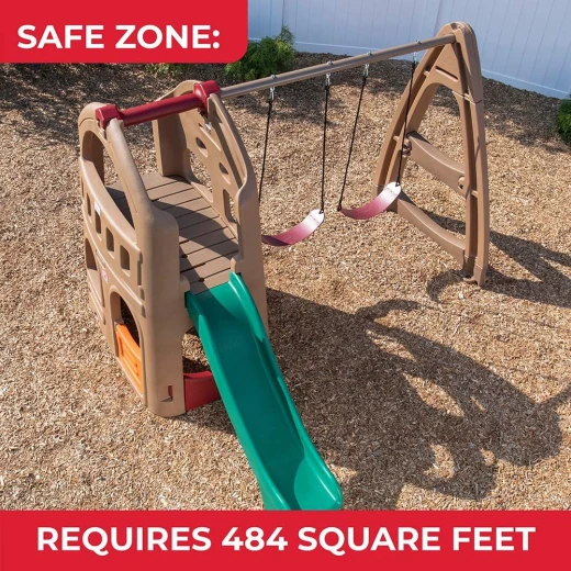 مجموعة ألعاب Naturally Playful® مع امتداد التسلق والأرجوحة (754300) - مركز أنشطة خارجي متكامل | نادي من مستويين، زحليقة، ومجموعة أرجوحة مزدوجة من ستيب 2 - Step2 - Image 5