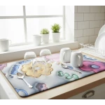 Cute 3D Character Dish Drying Mats | Absorbent Surface Protectors – 32 cm x 42 cm - Kitchen house